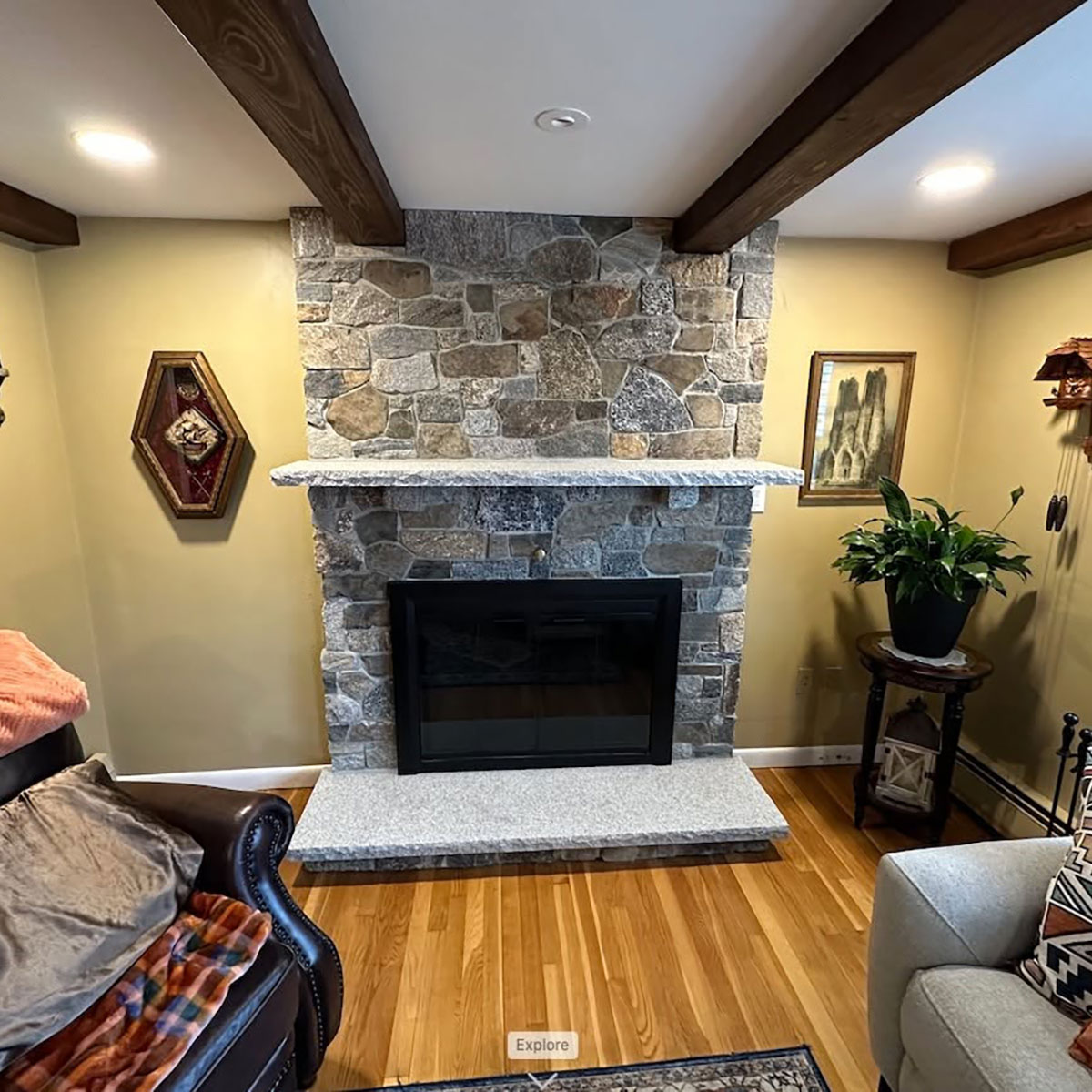 Interior Fireplace Stone Veneer Transformation in Raynham, MA