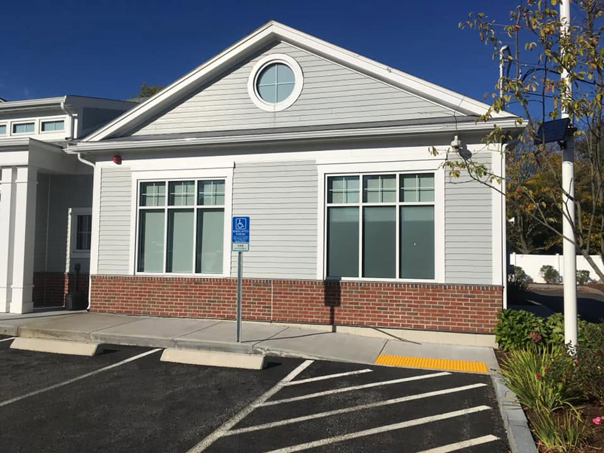 Clay brick veneer installed along the side elevation of Envision Bank
