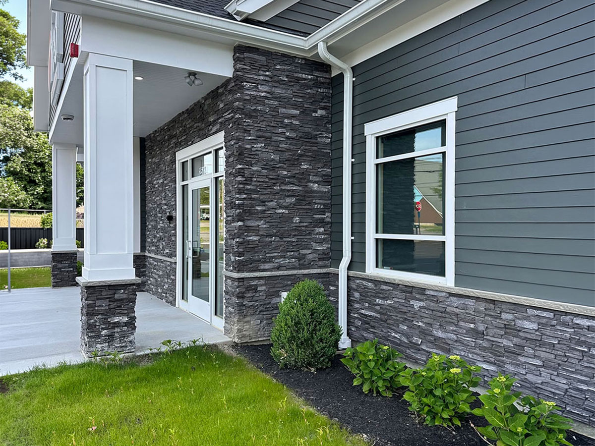 Manufactured Stone Veneer Installation at Taunton Federal Credit Union, Wareham, MA