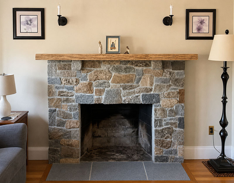 fire place stone veneer installation services in easton massachusetts