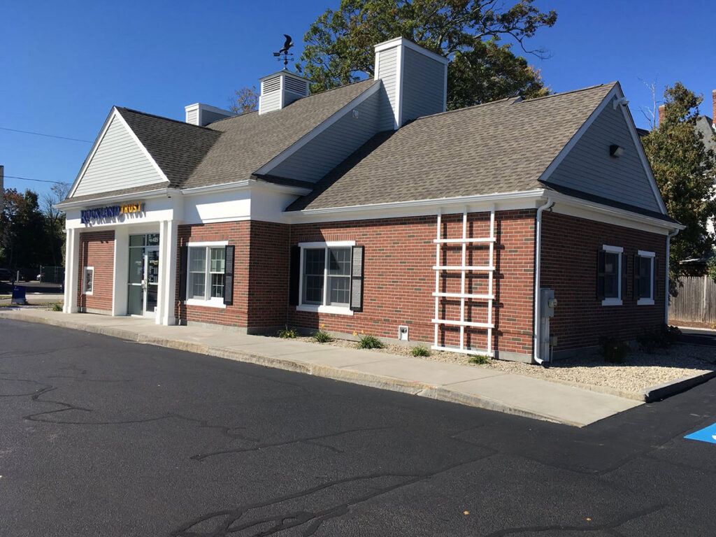 Completed commercial NewBrick veneer facade at Rockland Trust Bank in Brockton, MA