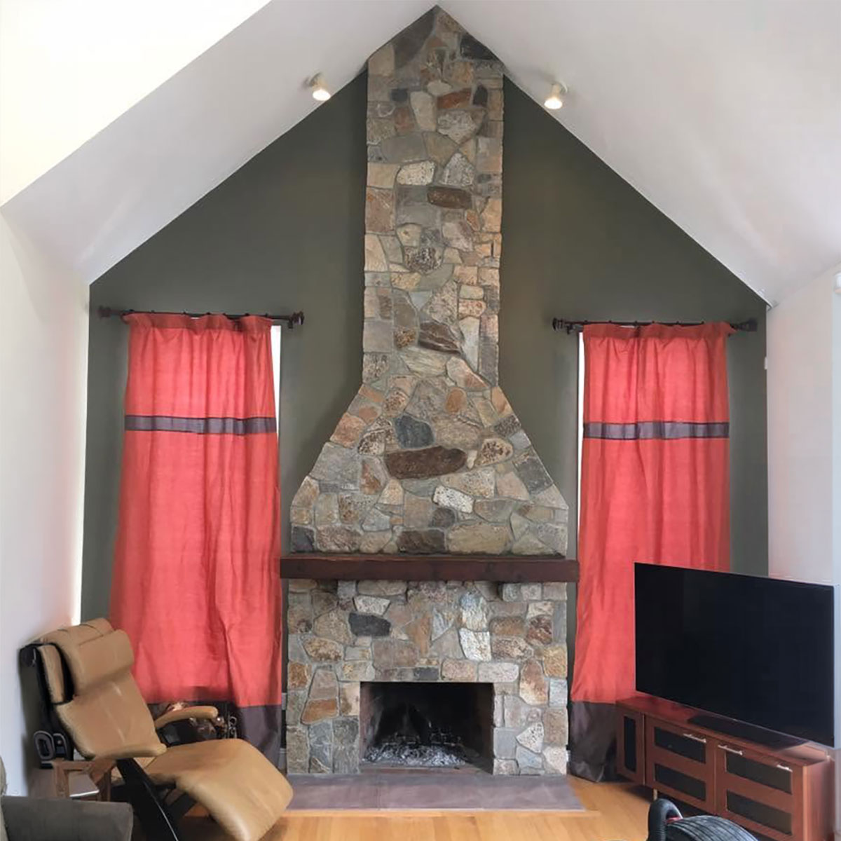 Floor-to-Ceiling Natural Stone Fireplace Transformation in Stow, MA