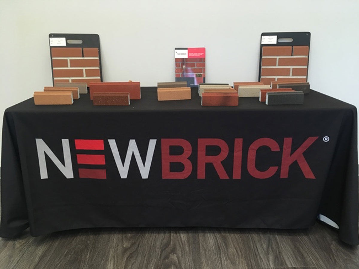 NewBrick veneer color and finish samples displayed at Dryvit’s Rhode Island facility.